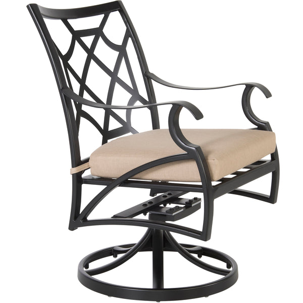 6853-SR Grand Cay Carbon Black Swivel Rocker Dining Arm Chair